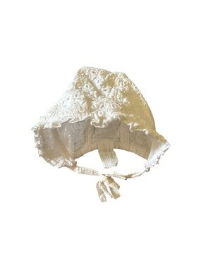 White Lace Baby Bonnet with Ties